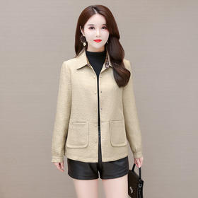 YWE 7C2206提花修身时尚小外套单排扣气质