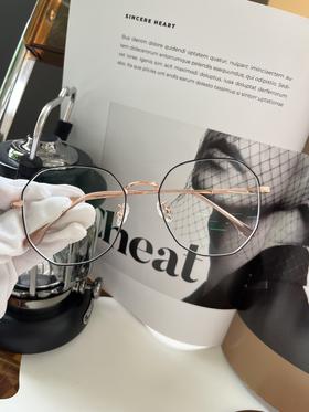 客配 多边 框架100536玫瑰黑金150/150度+1.56防蓝光