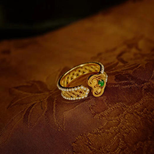 龢盒原创 翡‮如翠‬意财源滚‮开滚‬口戒 商品图0