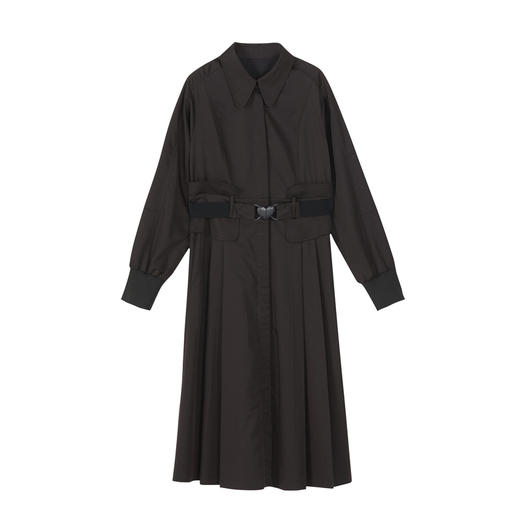 谜底小黑裙2022秋新款复古优雅收腰显瘦天丝长袖连衣裙223ML1102 商品图4