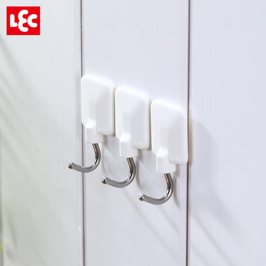 日本LEC墙壁不锈钢挂钩无痕粘胶免打孔强力粘贴厨房墙面墙上免钉挂钩 商品图5
