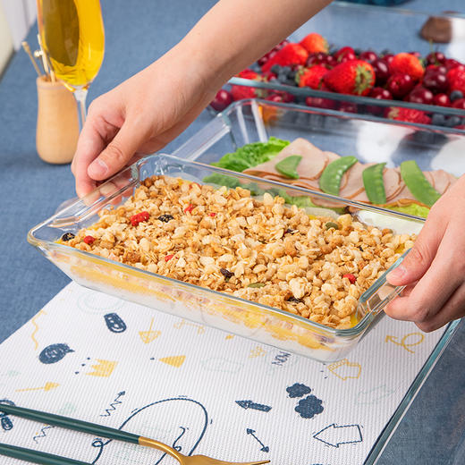 【笑麻麻荟&菲内克斯】钢化玻璃长方形烤鱼盘微波炉烤箱蒸鱼盘透明餐盘家用商用装鱼盘子A 商品图10