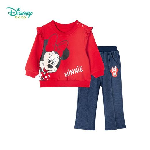 迪士尼(Disney)童装 女童套装可爱米妮小飞袖上衣牛仔裤2件套 商品图2