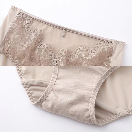 安莉芳薄款蕾丝纯棉底裆内裤女士通透性感高腰三角裤E300522 商品图4