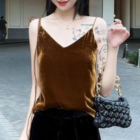 丝绒吊带小背心女2022年秋冬新款V领低胸盐系设计感吊带NYT-JBJ060