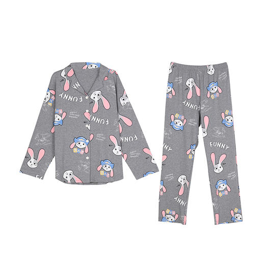 都市丽人好睡好眠女士正价棉质套装26支棉单面薄家居服长袖睡衣LH21J8 商品图3