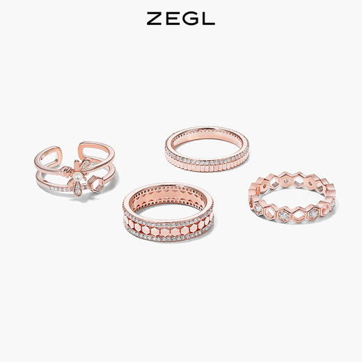 ZEGL设计师蜂巢系列情侣戒指一对款开口戒情人节生日礼物送男女友 商品图7