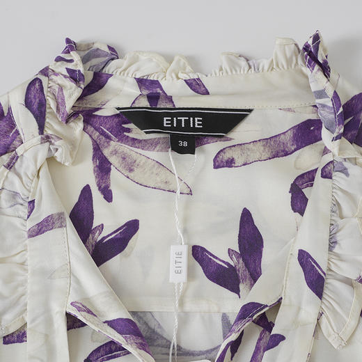 EITIE爱特爱秋季新款V领显瘦飘带印花衬衣7109805 商品图8