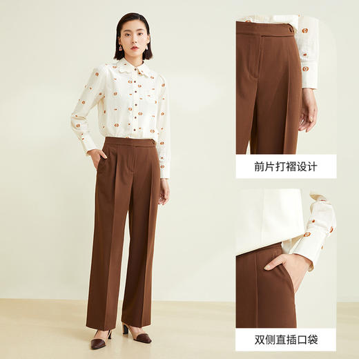 玳莎宽松西装百搭直筒裤女2022早秋新款通勤显瘦垂感小个子阔腿裤   CC36304 商品图1