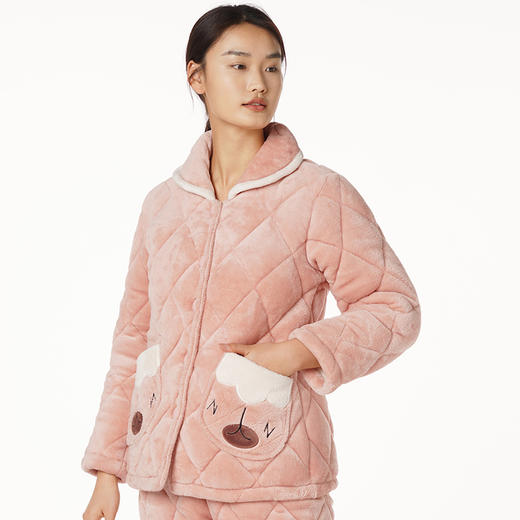 都市丽人睡衣三层夹棉法兰绒夹棉家居服长袖类LH21L8 商品图1