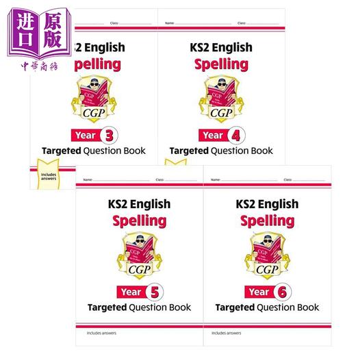 【中商原版】英国CGP原版 KS2 Year3-6 英语单词拼写目标问题书套装4册 商品图0