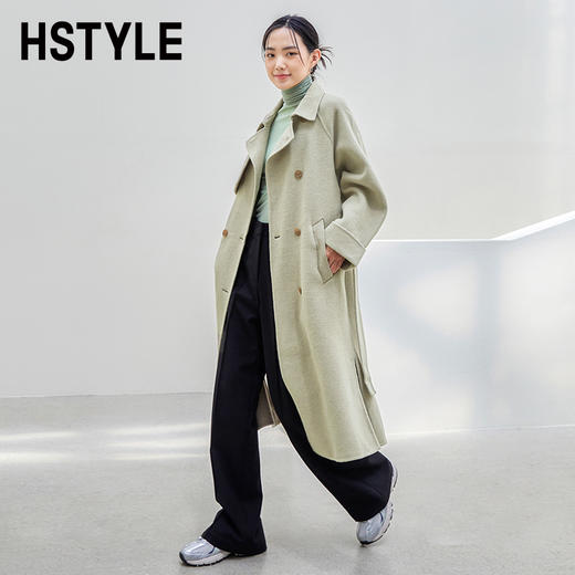 韩都衣舍2022秋冬新款女装羊毛大衣双面呢中长款毛呢外套PV9621 商品图0