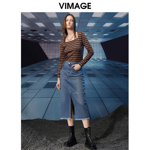 VIMAGE纬漫纪秋季新款时尚显瘦方领小上衣V1813425 商品图1