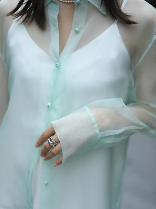 预定|盛唐牡丹  真丝绡对襟女衬衫 .潮快闪[福利品] 商品图5