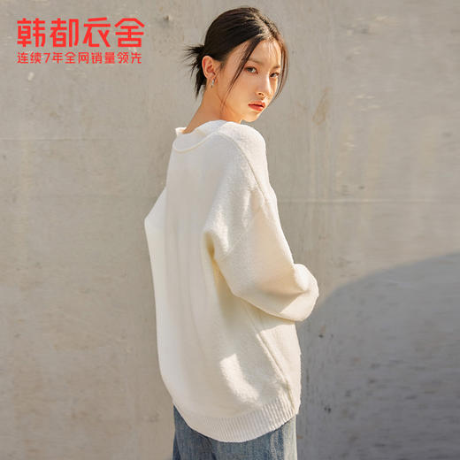 韩都衣舍outlets冬装新款宽松V领毛衣女上衣套头针织衫WZCQ9721 商品图1