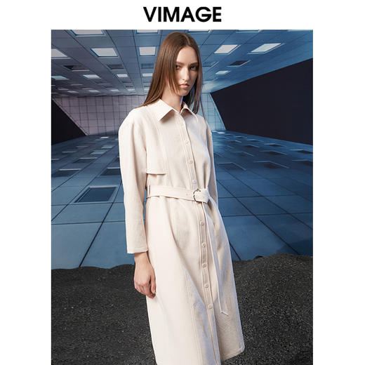 VIMAGE纬漫纪秋季新款舒适系带显瘦连衣裙长裙V1807432 商品图3