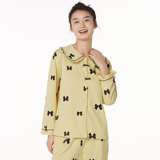 都市丽人生活家居棉质套装无尘棉单面薄家居服长袖睡衣LH21H2 商品图0