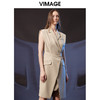 VIMAGE纬漫纪秋季新款V领无袖百搭显瘦不规则连衣裙V1807431 商品缩略图4