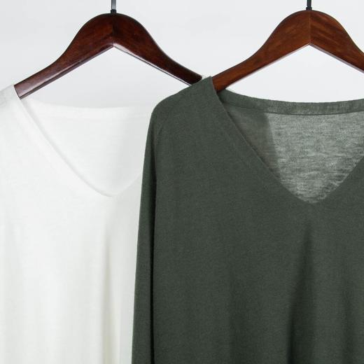 【à perles】两色V领羊绒桑蚕丝混纺宽松版针织衫【清仓，不退不换】 商品图1