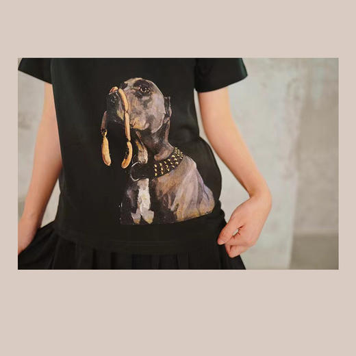 黑色印刷T恤-十点睡觉《艺术家的狗》 商品图3