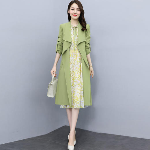 韩版修身系带女式风衣 配连衣裙HR-XPH1395 商品图2