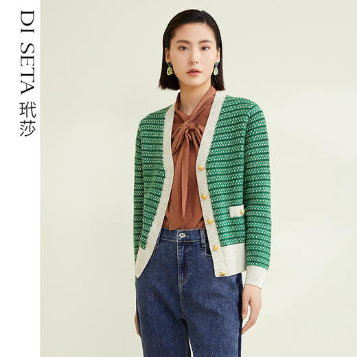 玳莎小香风针织开衫女优雅设计感V领上衣羊毛针织衫   CD33303 商品图0