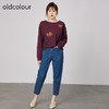 oldcolour春秋季商场同款刺绣上衣宽松长袖休闲T恤女N31023137 商品缩略图3