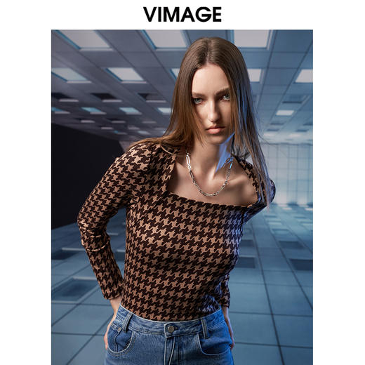 VIMAGE纬漫纪秋季新款时尚显瘦方领小上衣V1813425 商品图0