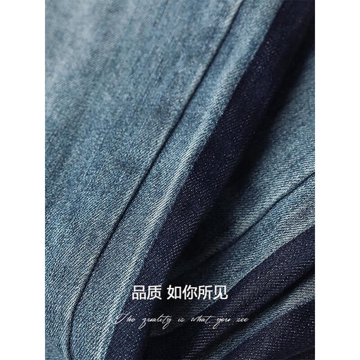 COCOBELLA拼色水洗直筒牛仔裤女秋撞色高腰休闲裤宽松阔腿裤DN26 商品图4