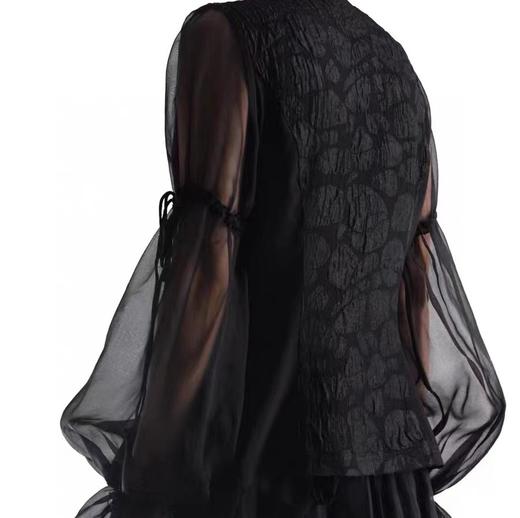 【à perles精奢】纯真丝桑波缎，半透袖笼浪漫衬衫【现货】 商品图1