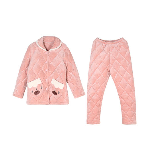 都市丽人睡衣三层夹棉法兰绒夹棉家居服长袖类LH21L8 商品图3