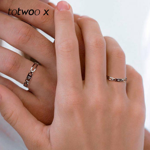 totwoo x情侣对戒 S925纯银戒指一对前世今生开口小众设计男女订婚 商品图3