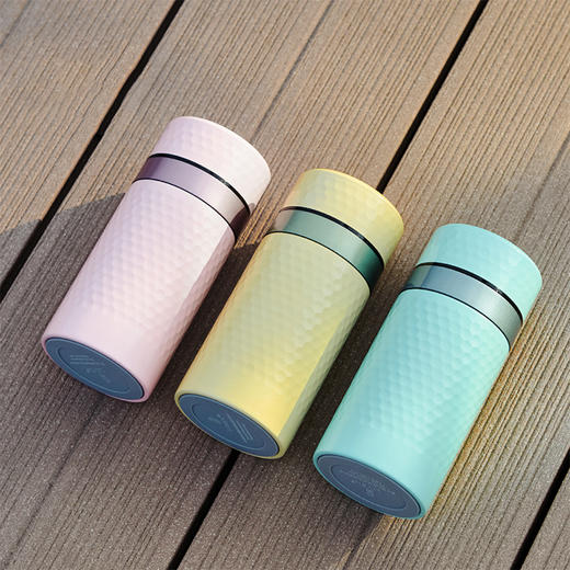 乾唐轩活瓷小金石保温杯女双层陶瓷内胆创意迷你随身便携带盖水杯樱花粉220ML 商品图5