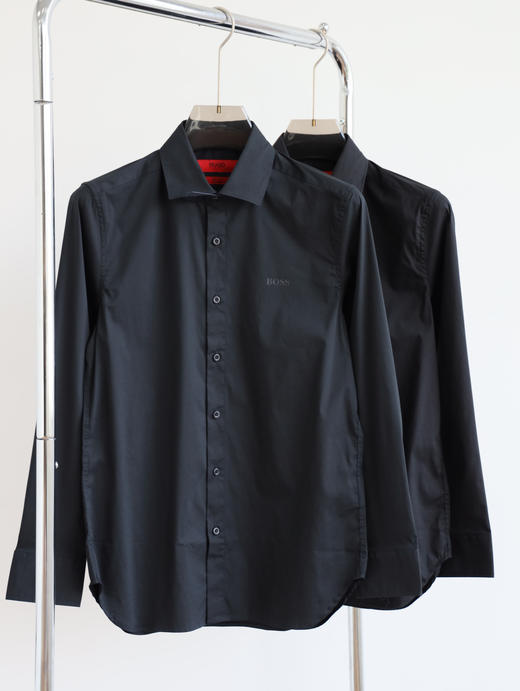 H.B 棉混纺府绸黑色长袖衬衫 CS168 商品图2