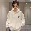 白色卫衣春秋女2022宽松百搭韩版上衣外套设计感小众连帽纯色卫衣FX-2237 商品缩略图3