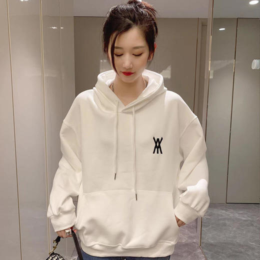 白色卫衣春秋女2022宽松百搭韩版上衣外套设计感小众连帽纯色卫衣FX-2237 商品图3
