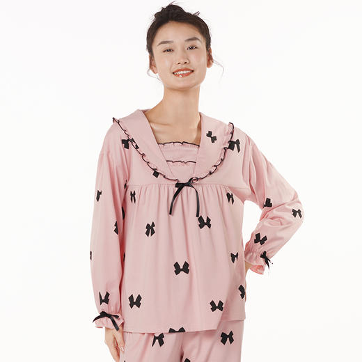 都市丽人生活家居棉质套装无尘棉单面薄家居服长袖睡衣LH22G0 商品图0