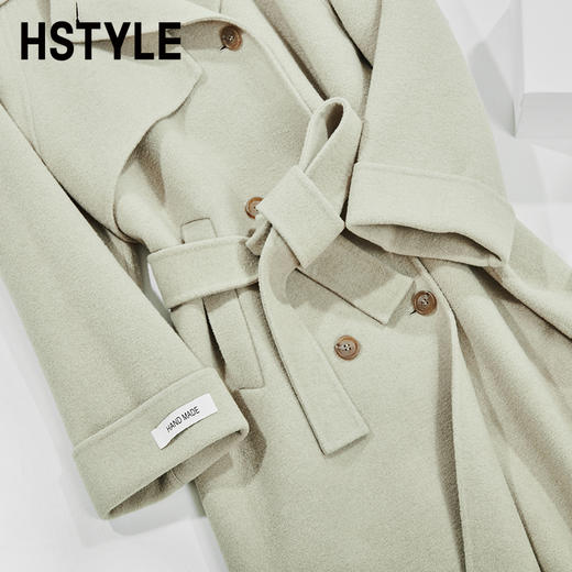 韩都衣舍2022秋冬新款女装羊毛大衣双面呢中长款毛呢外套PV9621 商品图3