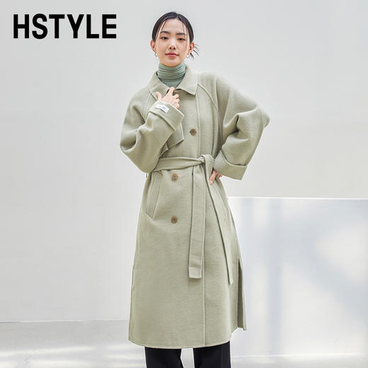 韩都衣舍2022秋冬新款女装羊毛大衣双面呢中长款毛呢外套PV9621 商品图2