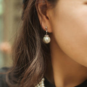 【林栖设计小店】 珠宝级珍珠耳环素雅淡水珍珠+18K金2924161
