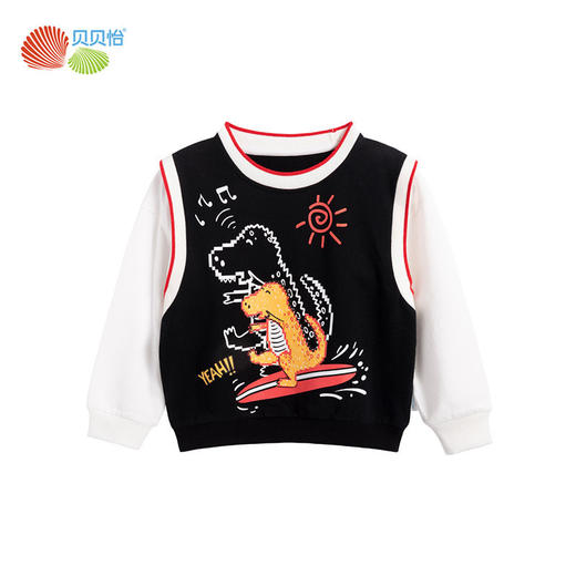 贝贝怡童装男童假两件卫衣洋气新款中大童装上衣内搭儿童潮流 商品图8