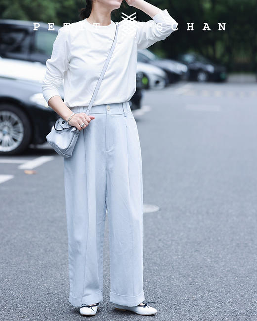 PETIT SCHAN小闪 CLO #106 Monday 星期一 棉麻粘胶混纺显瘦利落休闲裤 商品图13