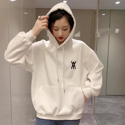 白色卫衣春秋女2022宽松百搭韩版上衣外套设计感小众连帽纯色卫衣FX-2237 商品图1