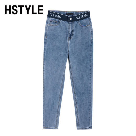 韩都衣舍2022秋冬新款黑科技小脚高腰铅笔裤休闲显瘦时尚牛仔裤女DU9796 商品图3