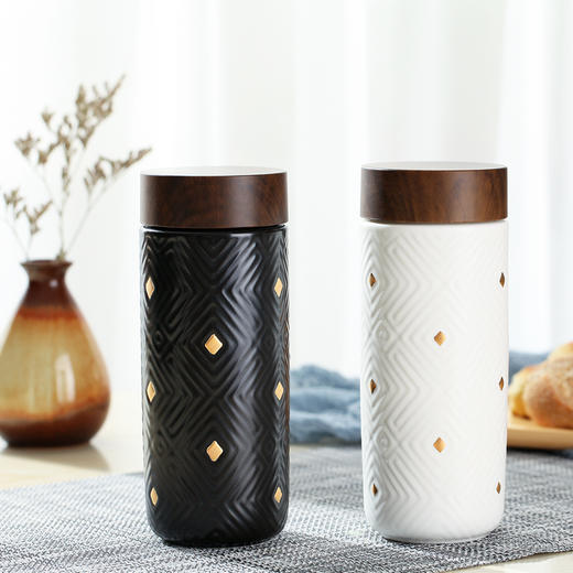 乾唐轩活瓷杯鎏金奇迹木纹盖随身杯双层330ml 商品图4