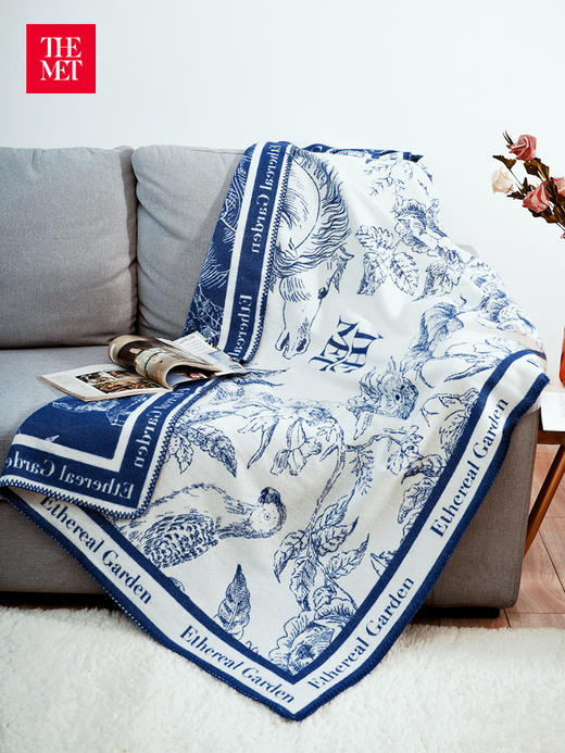 大都会艺术博物馆欧式中国风艺术双面提花锁边羊毛空调毯毛毯 商品图0