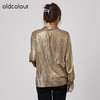 oldcolour2021秋季商场同款宽松显瘦金色蝴蝶结衬衫女N31013160 商品缩略图3