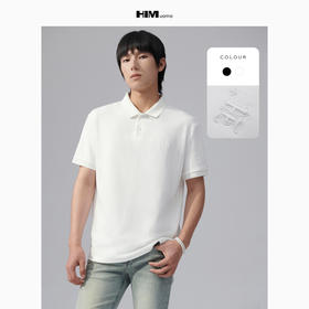 HIM漢崇 POLO潮流男士2026夏季新款简约压花商务休闲百搭短袖上衣