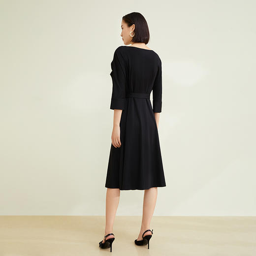 玳莎荷叶边连肩袖连衣裙秋装收腰显瘦通勤时尚中长款裙子   CC35302 商品图1