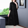 阔太太气质香云纱连衣裙2022夏季新款中老年妈妈装宽松显瘦长裙YT-9107 商品缩略图1